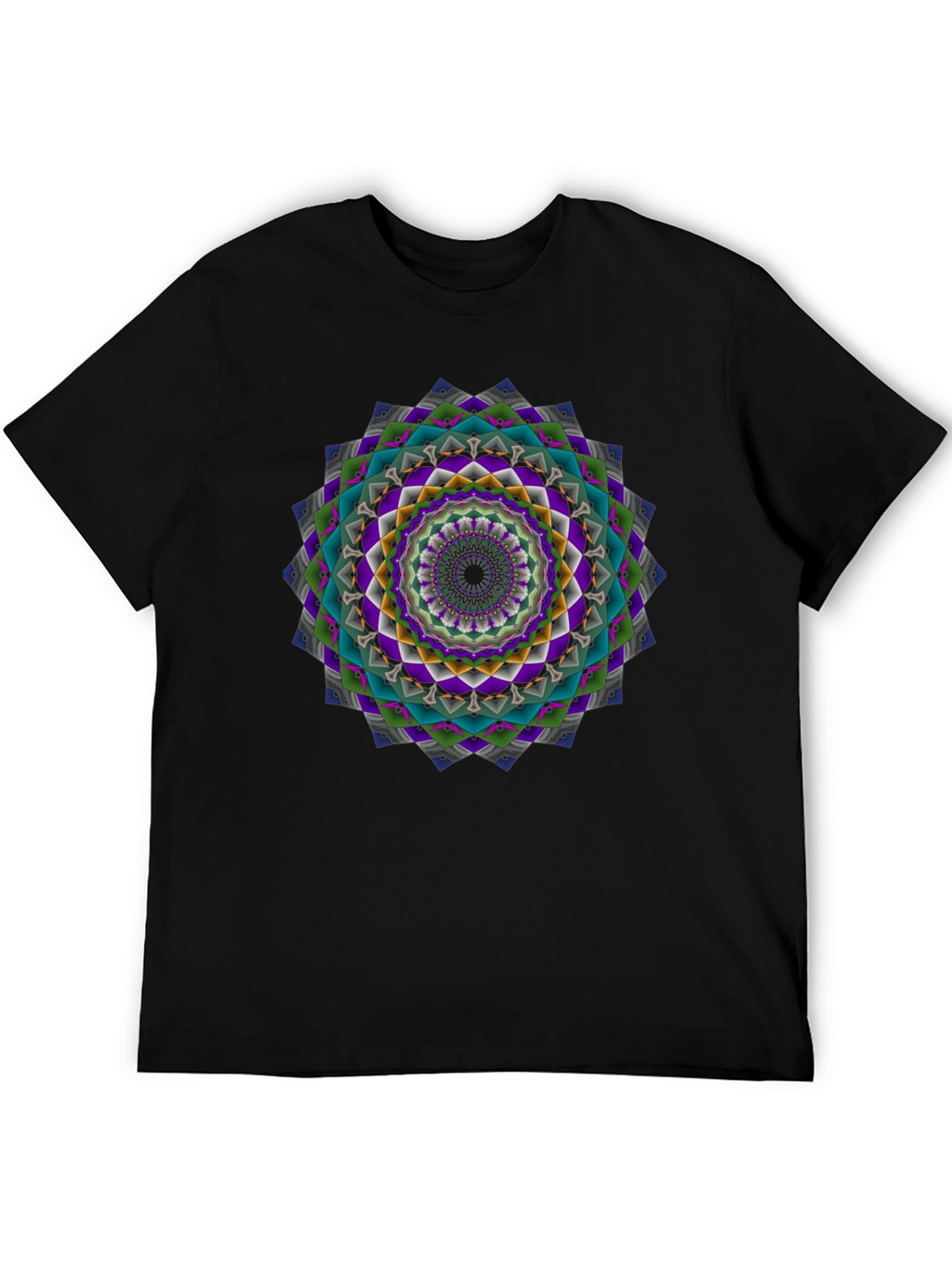 Geometric Mandala Graphic Tee - Mens Black T-Shirt