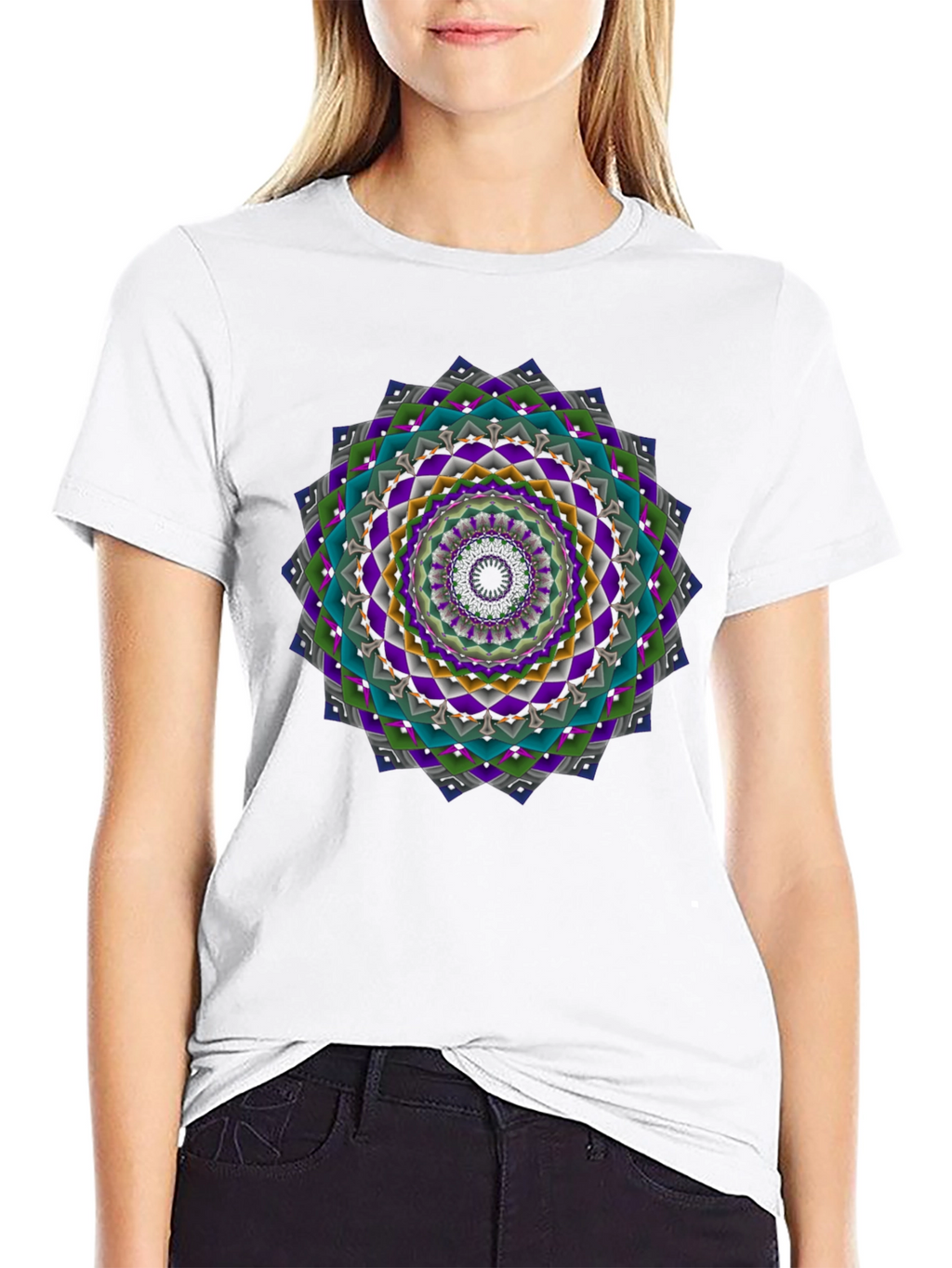 Geometric Mandala Graphic Tee - Mens Black T-Shirt