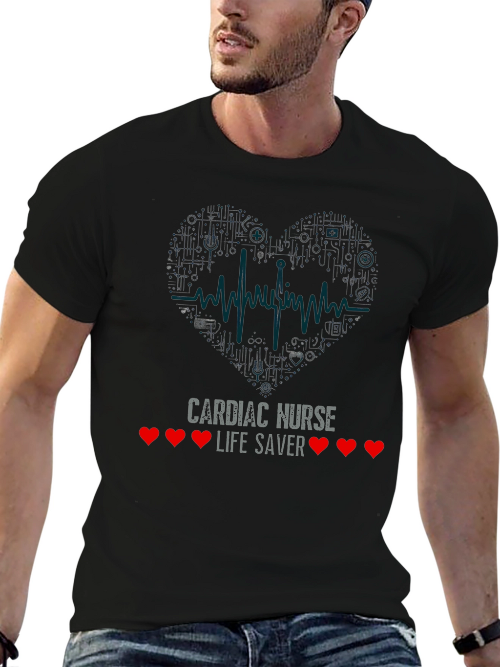 Cardiac Nurse Life Saver Black T-Shirt