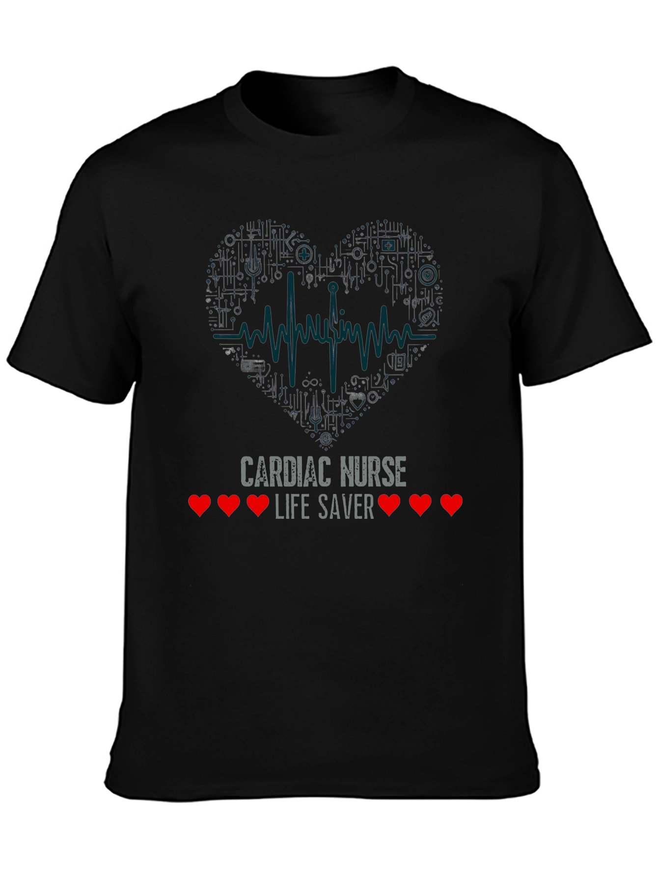 Cardiac Nurse Life Saver Black T-Shirt
