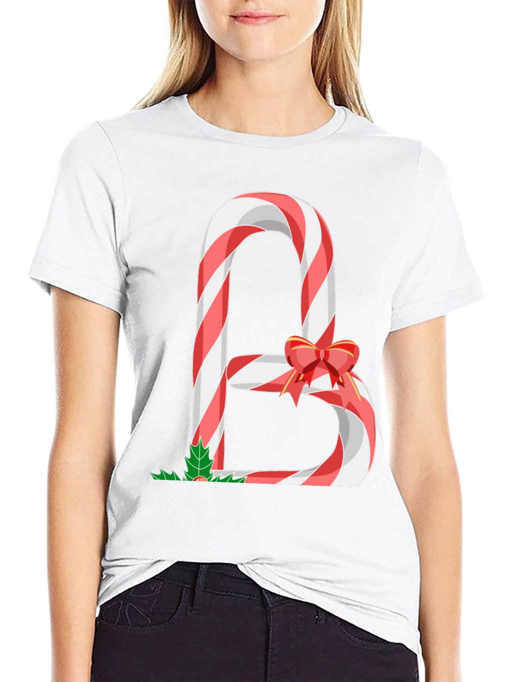 Candy Cane Letter B Christmas T-Shirt