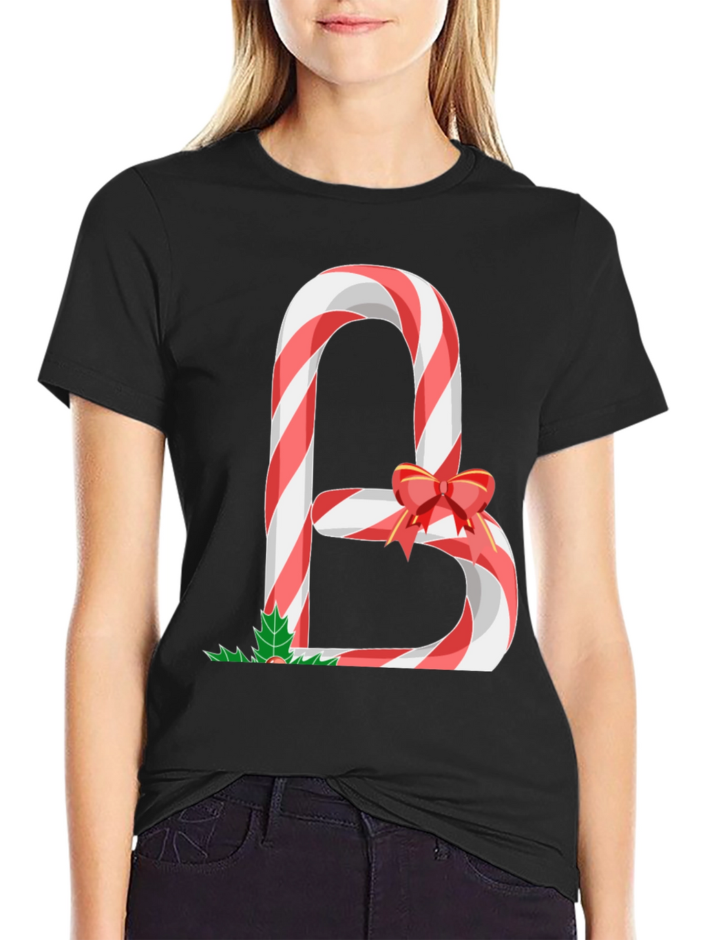 Candy Cane Letter B Christmas T-Shirt