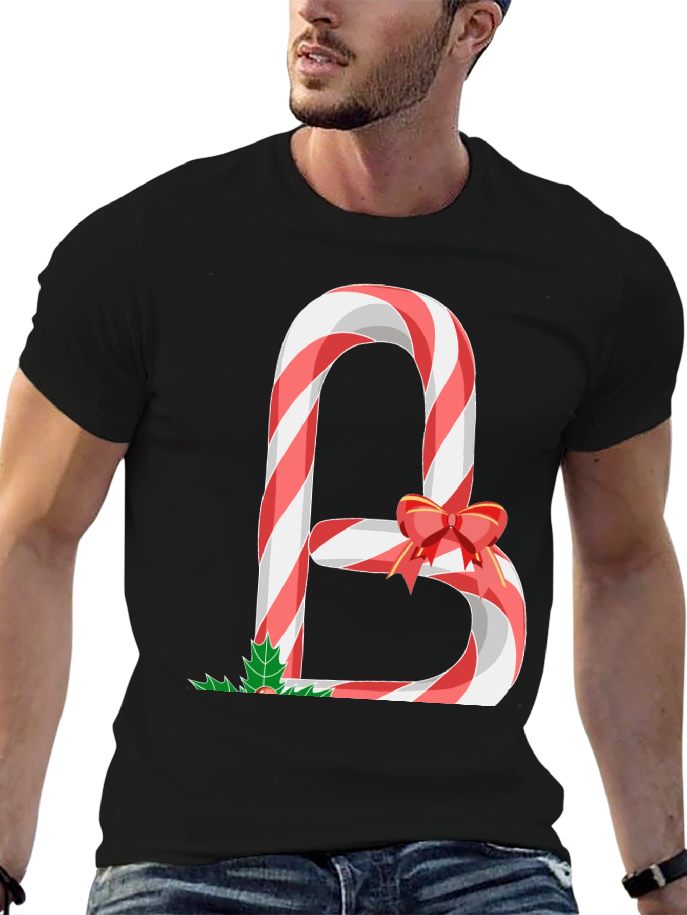 Candy Cane Letter B Christmas T-Shirt