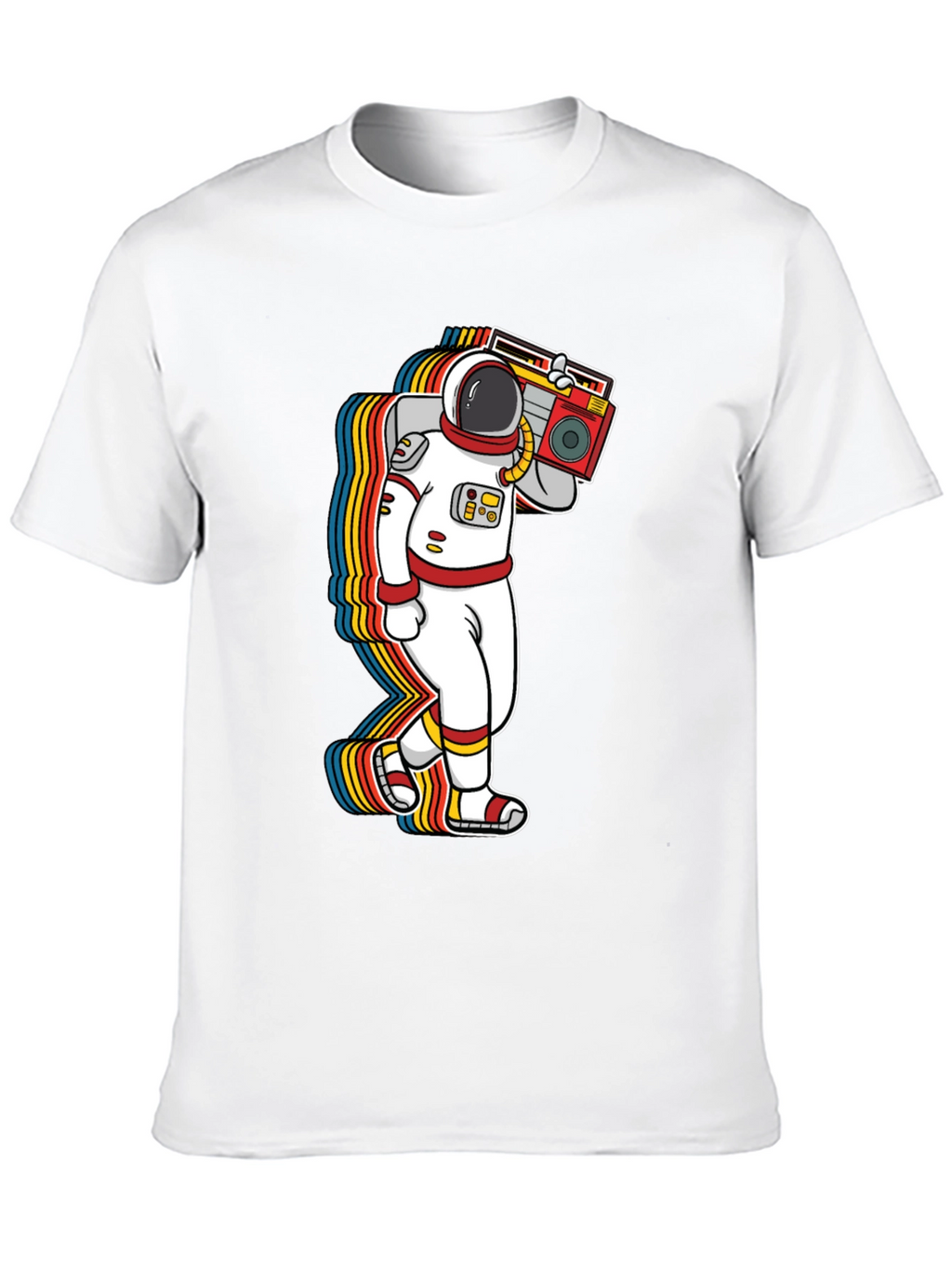Astronaut Boombox Graphic Tee - Retro Space T-Shirt