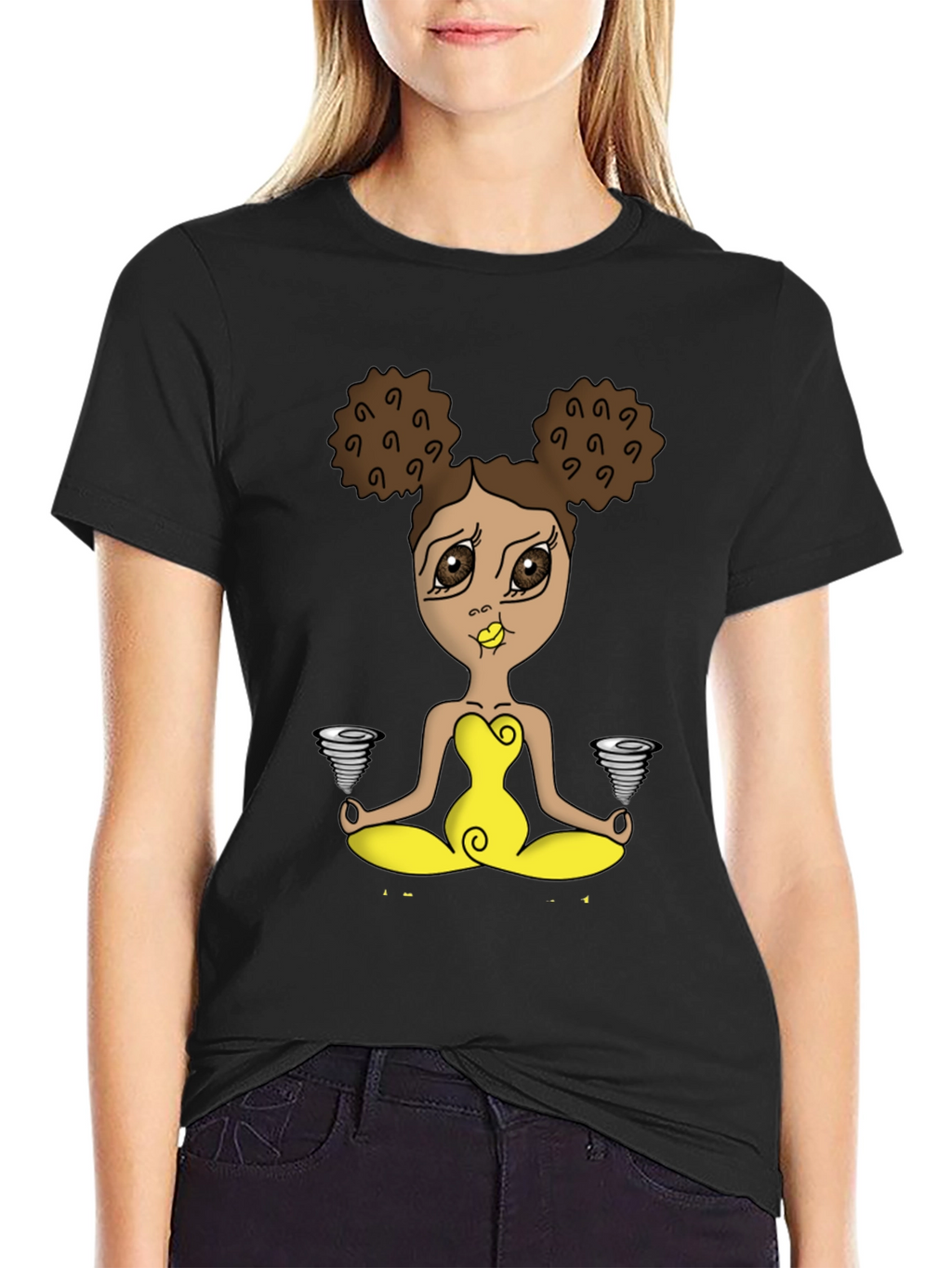 Yoga Girl Tornado T-Shirt - Black Cotton Tee