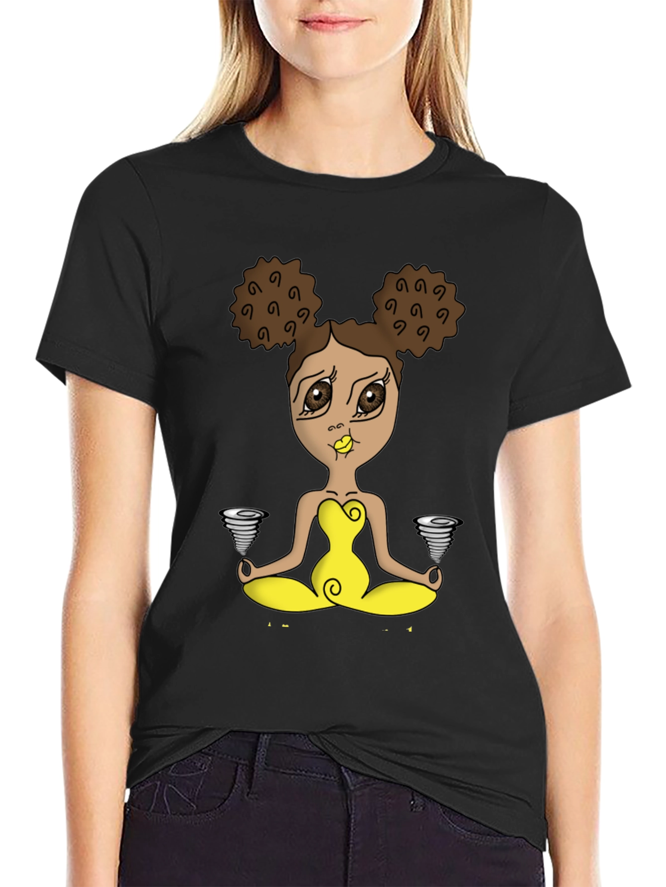 Yoga Girl Tornado T-Shirt - Black Cotton Tee