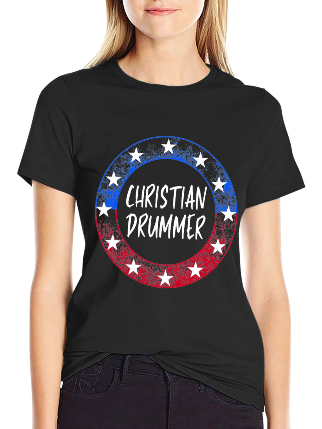 Christian Drummer Patriotic Star T-Shirt