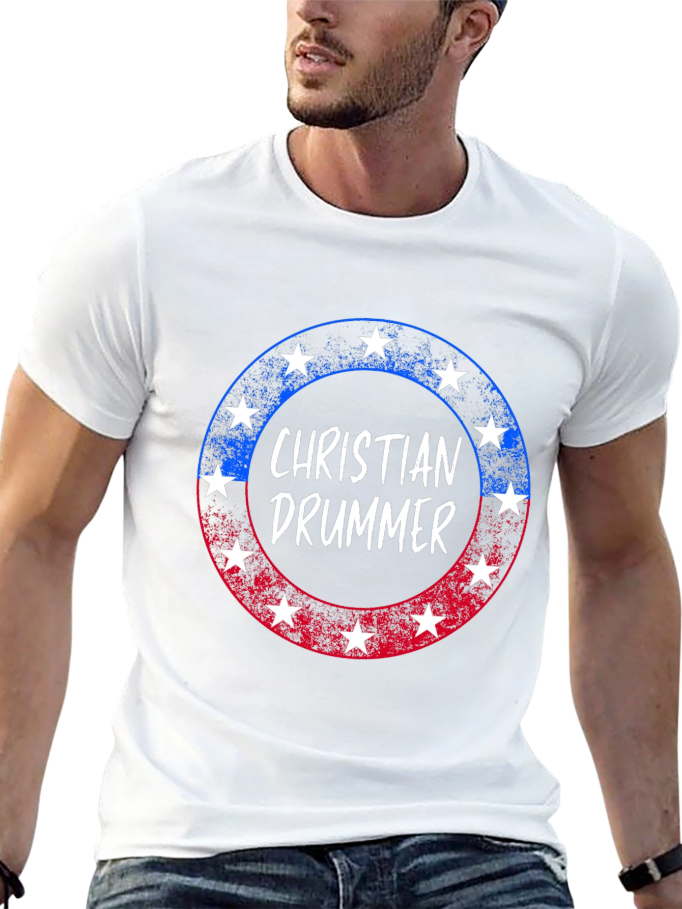 Christian Drummer Patriotic Star T-Shirt