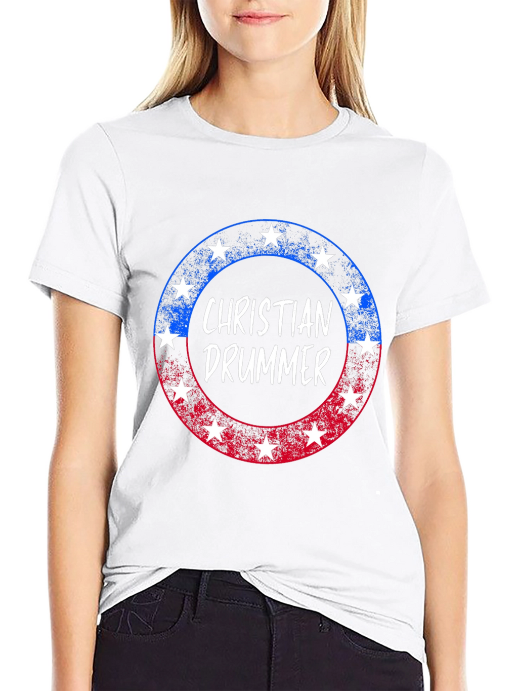 Christian Drummer Patriotic Star T-Shirt