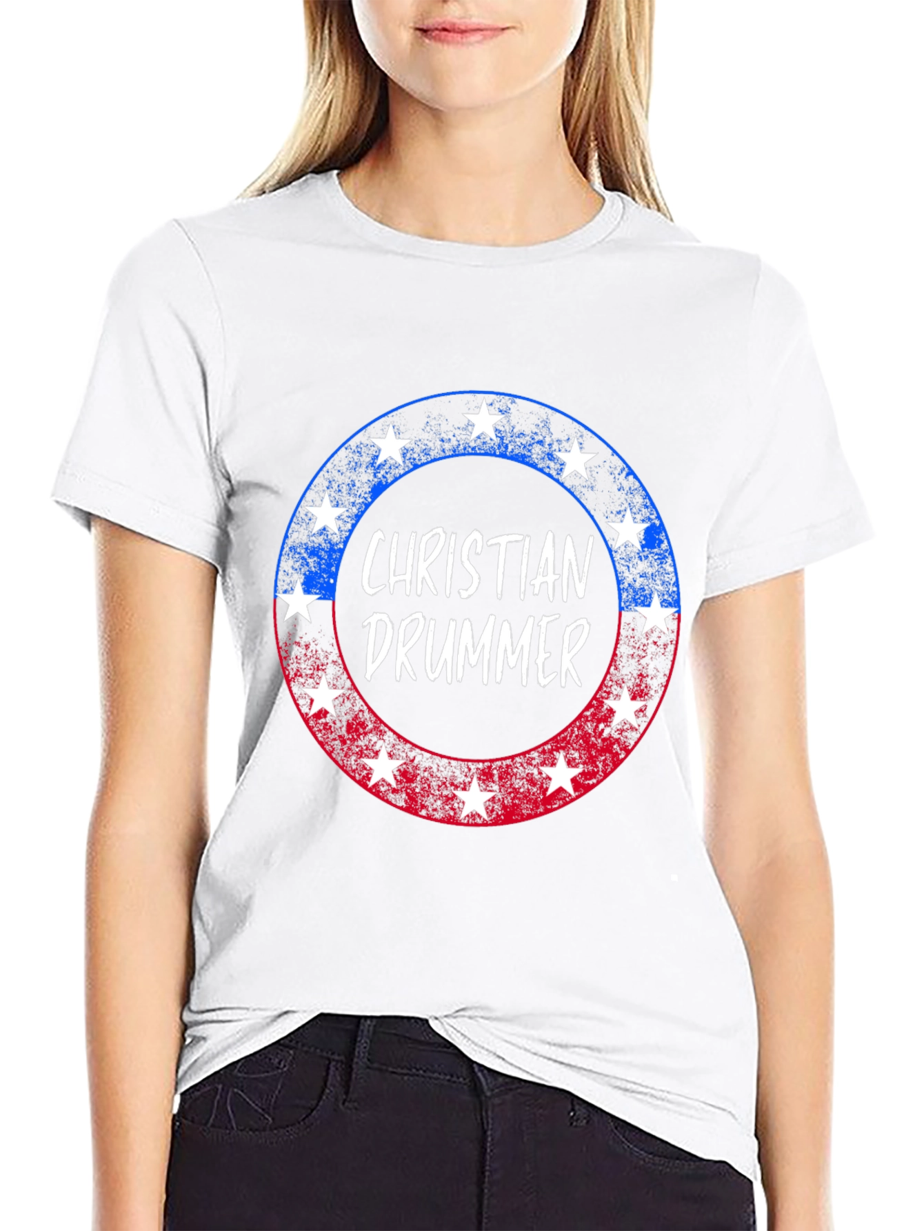 Christian Drummer Patriotic Star T-Shirt