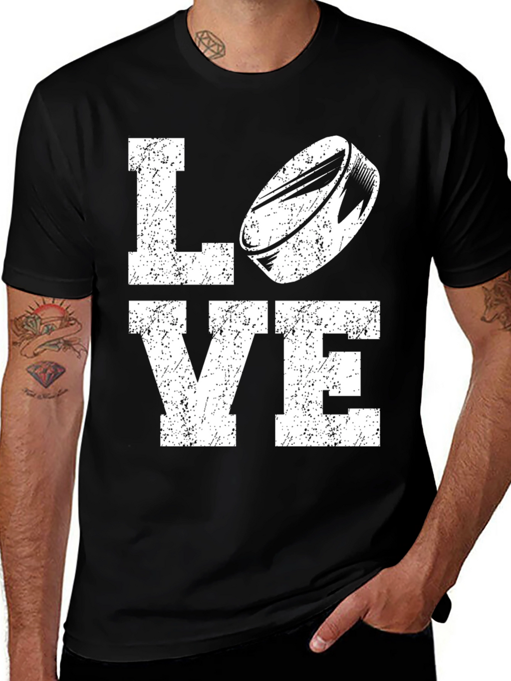 Love Hockey Graphic Tee - Distressed Print