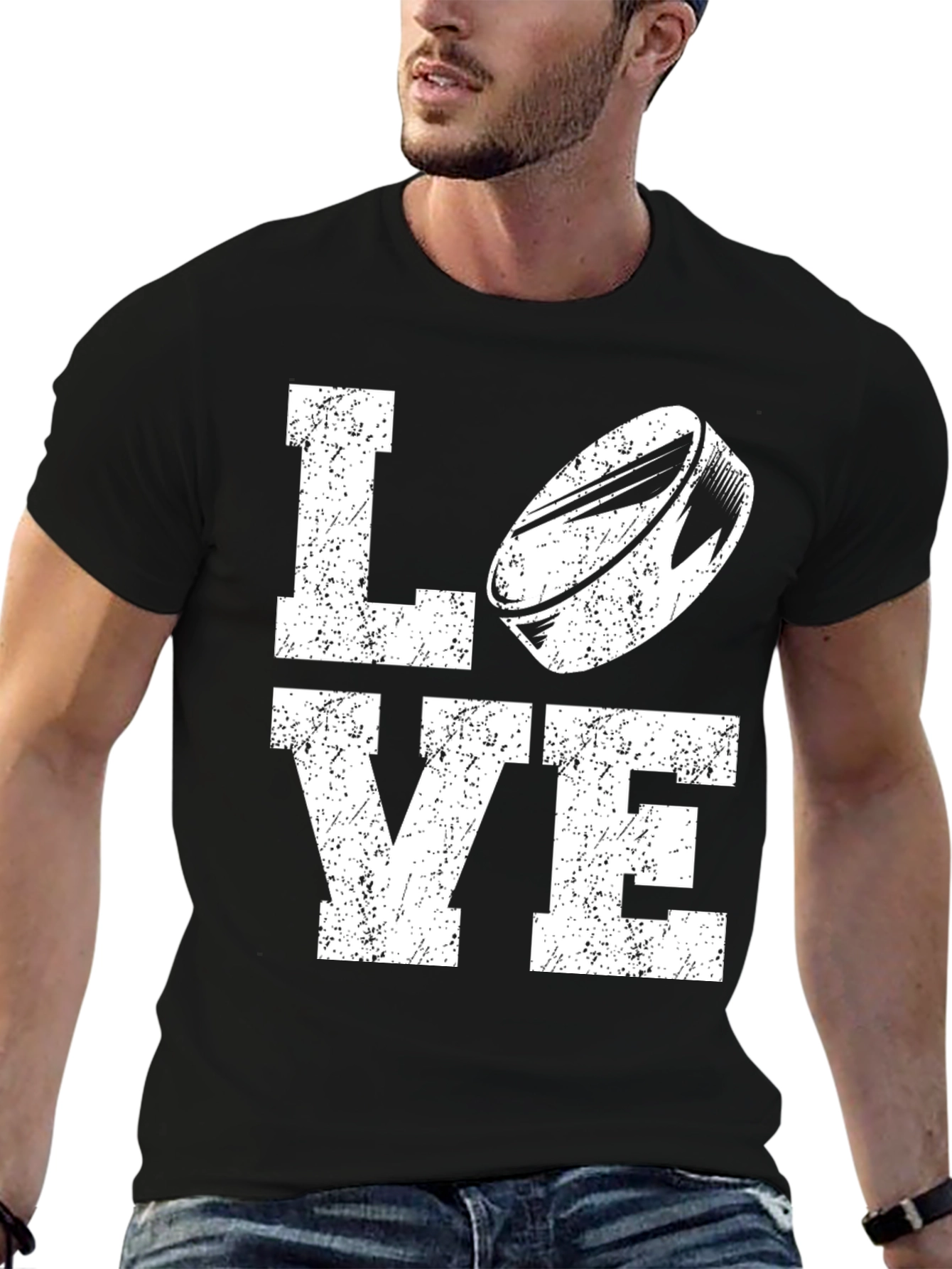 Love Hockey Graphic Tee - Distressed Print