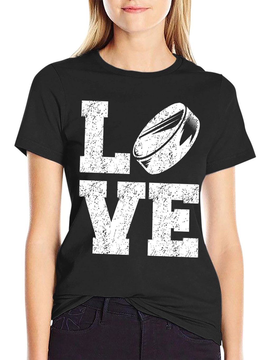 Love Hockey Graphic Tee - Distressed Print