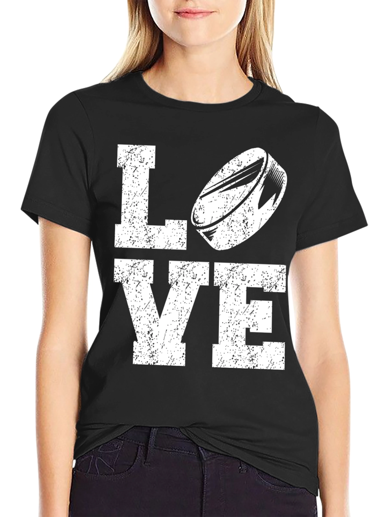 Love Hockey Graphic Tee - Distressed Print