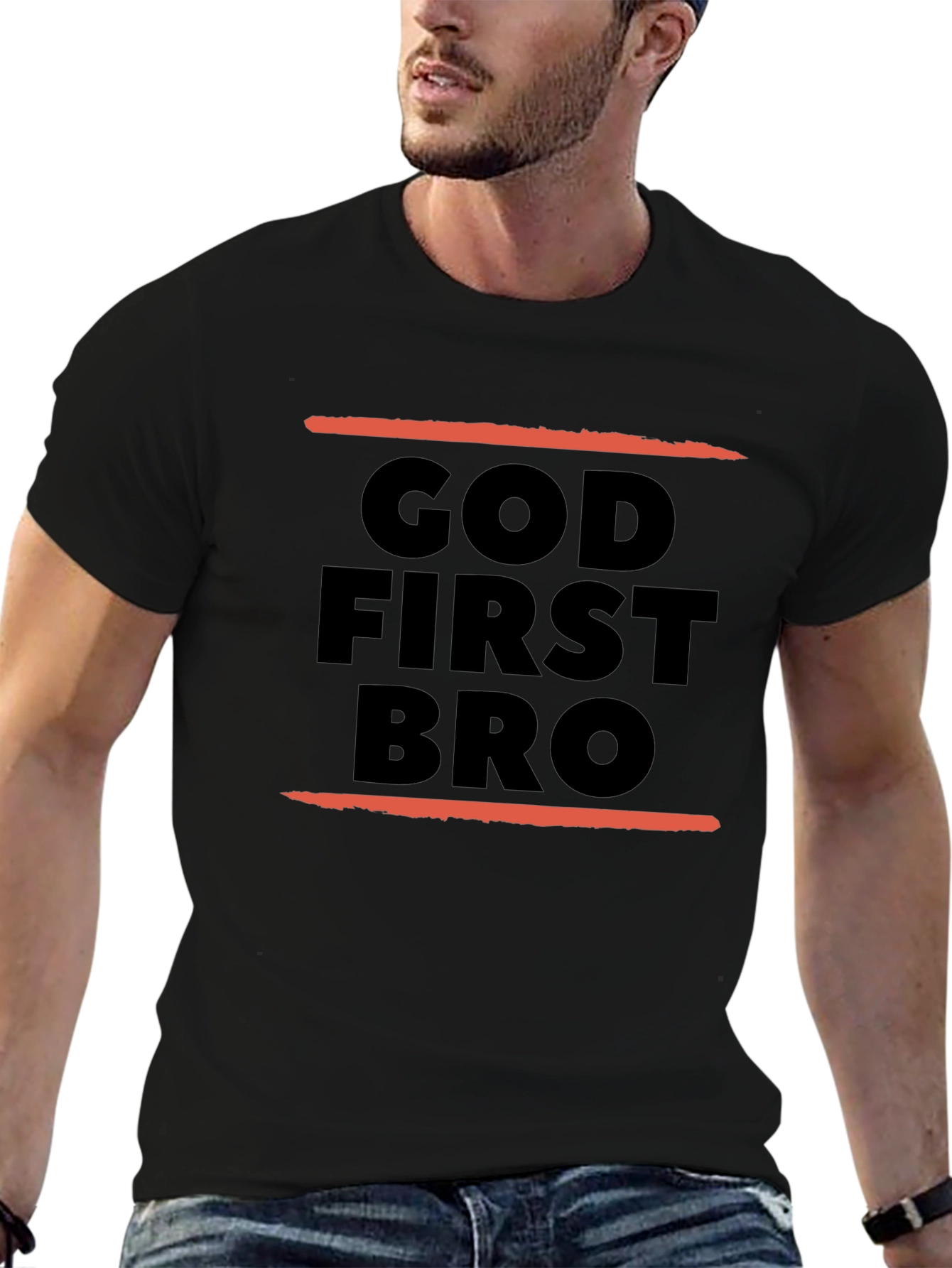 God First Bro Black Graphic Tee