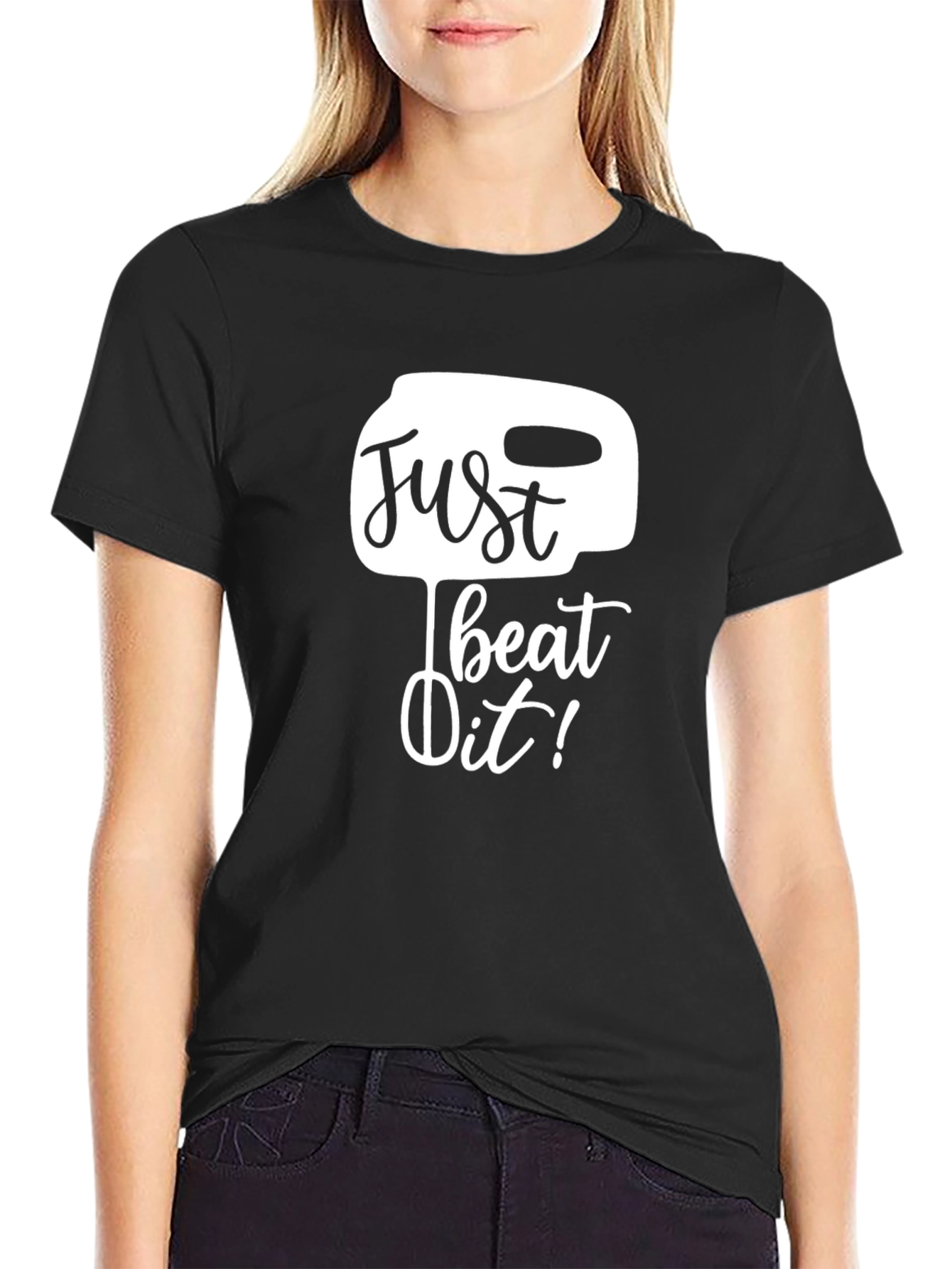 Just Beat It! Graphic Tee - Black Cotton Blend