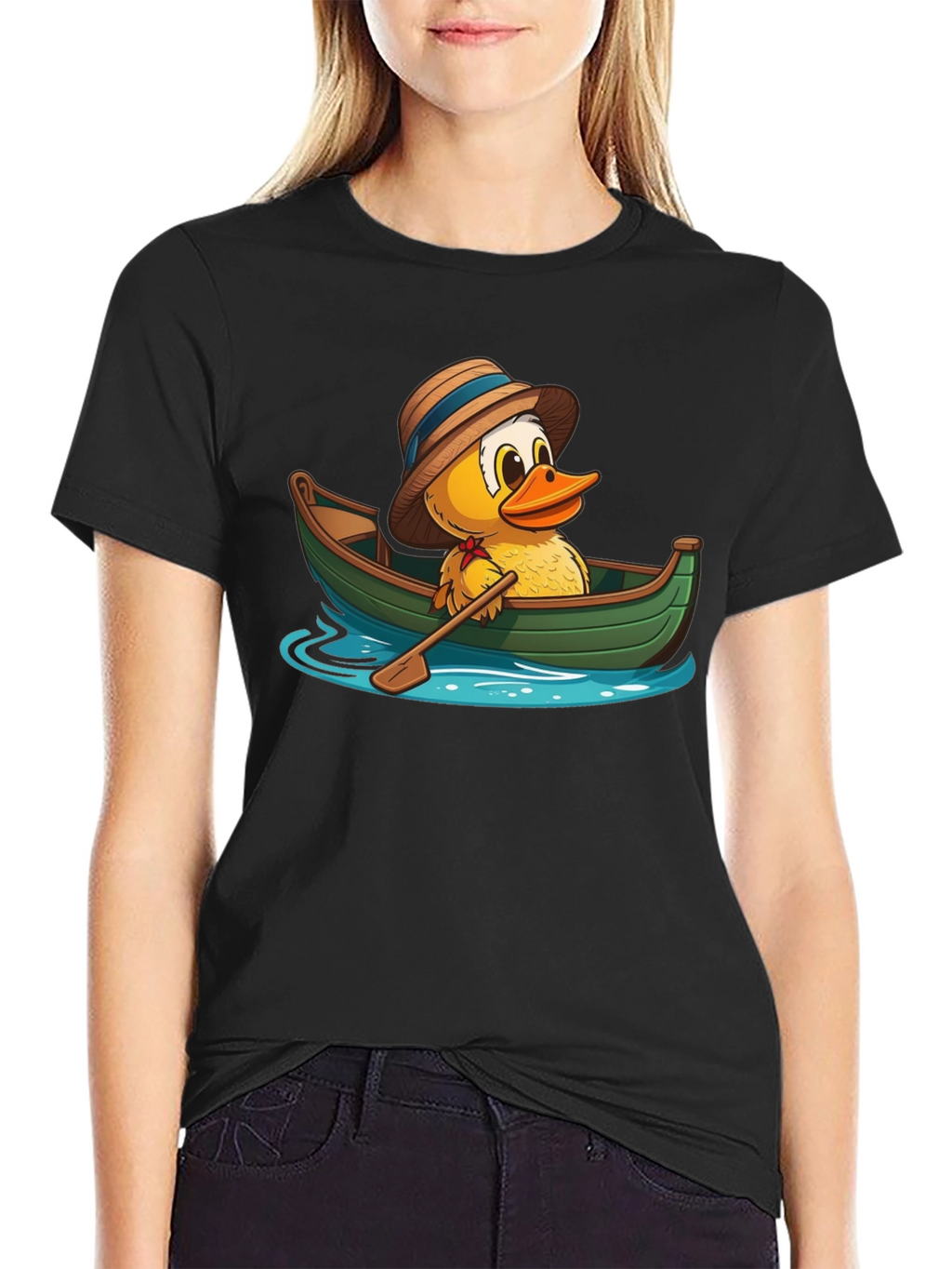 Duck in a Boat T-Shirt - Cartoon Animal Tee