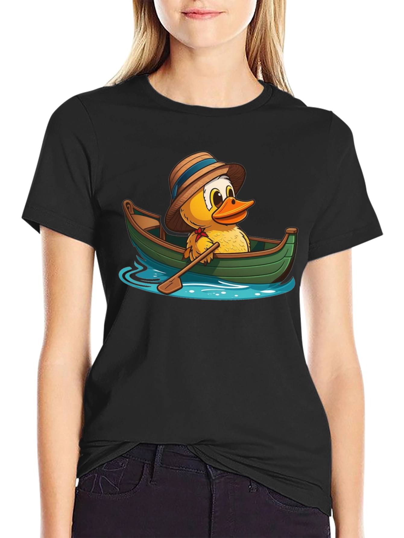 Duck in a Boat T-Shirt - Cartoon Animal Tee