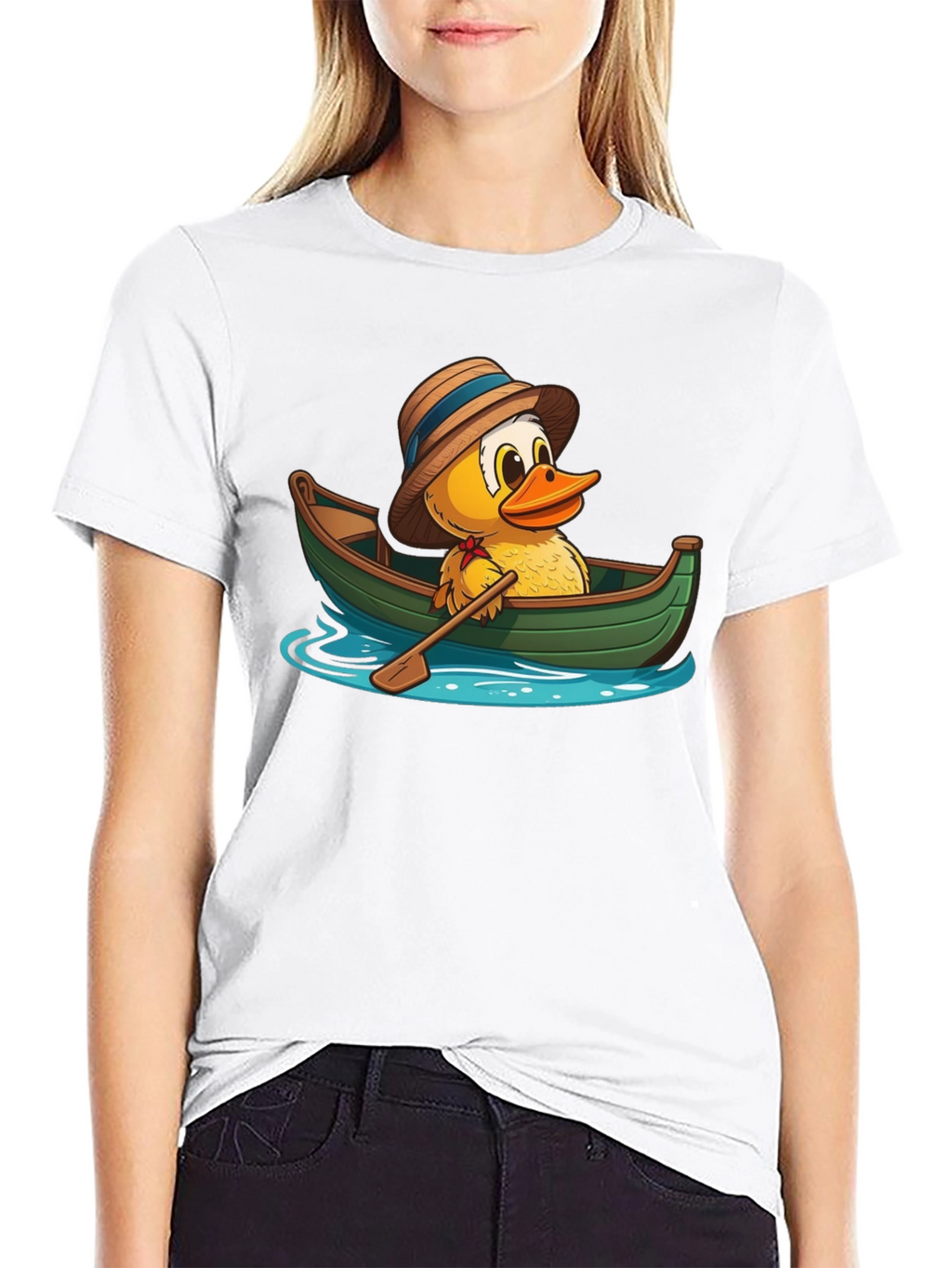 Duck in a Boat T-Shirt - Cartoon Animal Tee