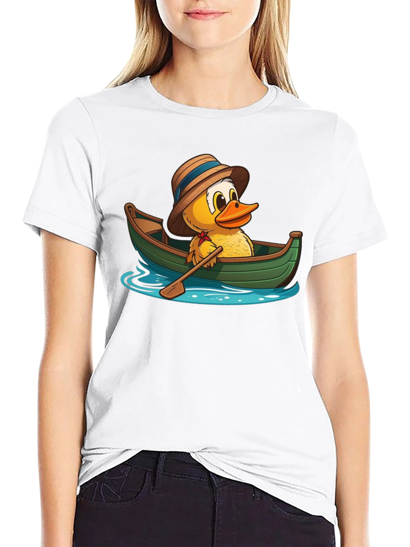 Duck in a Boat T-Shirt - Cartoon Animal Tee