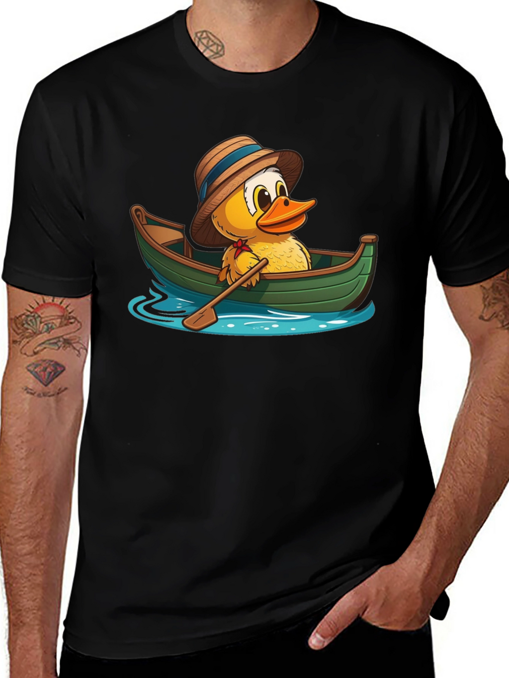 Duck in a Boat T-Shirt - Cartoon Animal Tee