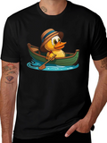 Duck in a Boat T-Shirt - Cartoon Animal Tee