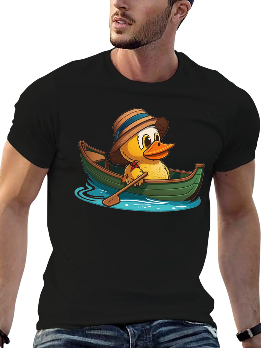 Duck in a Boat T-Shirt - Cartoon Animal Tee