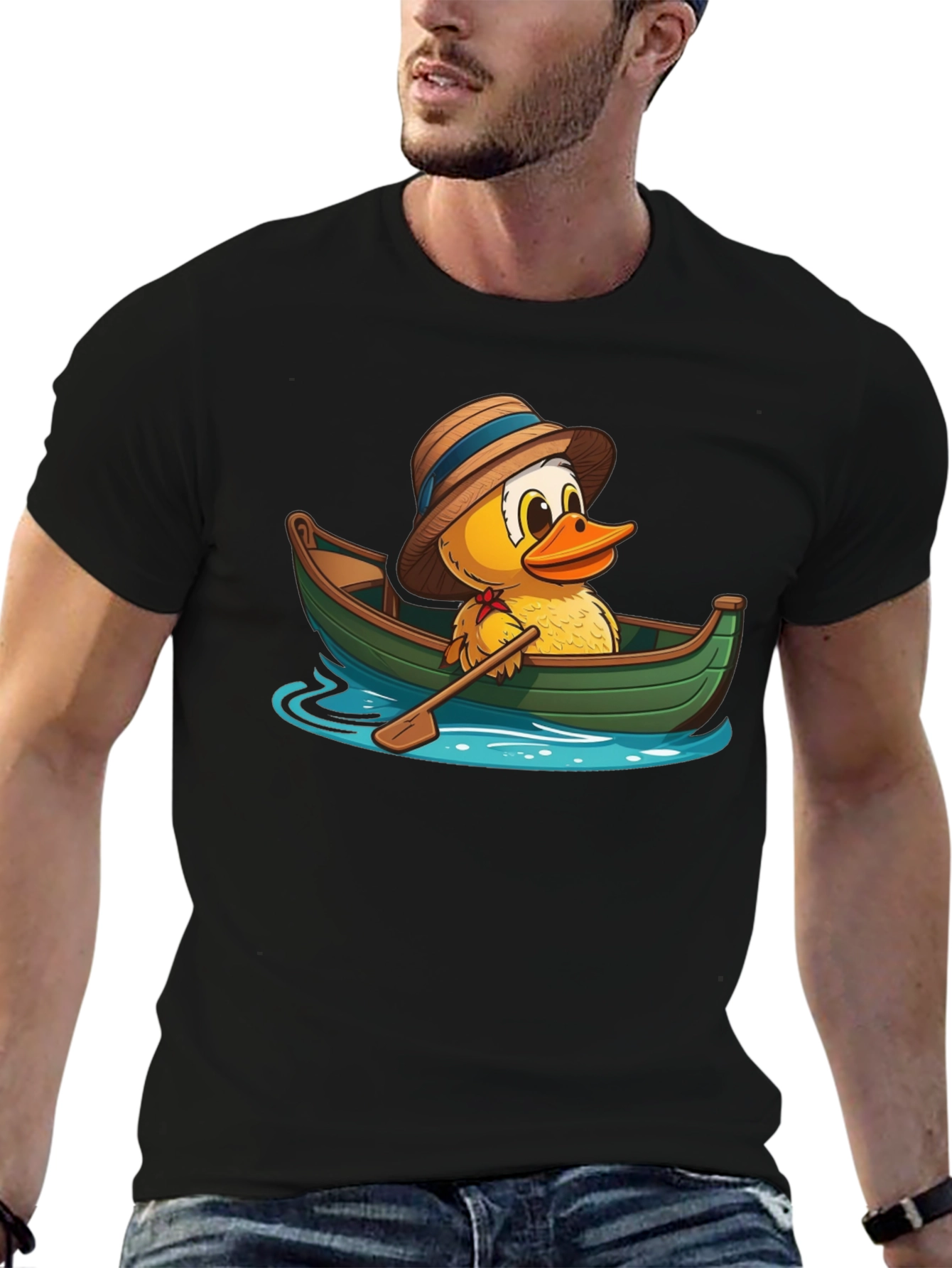 Duck in a Boat T-Shirt - Cartoon Animal Tee