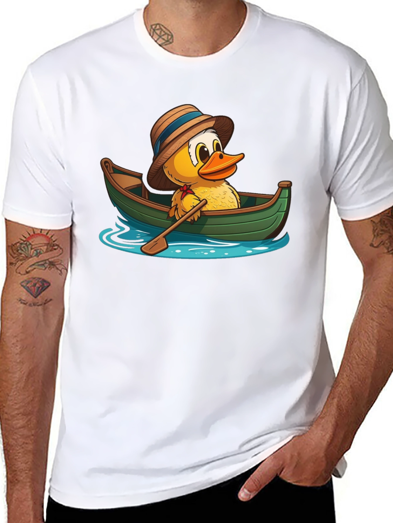 Duck in a Boat T-Shirt - Cartoon Animal Tee