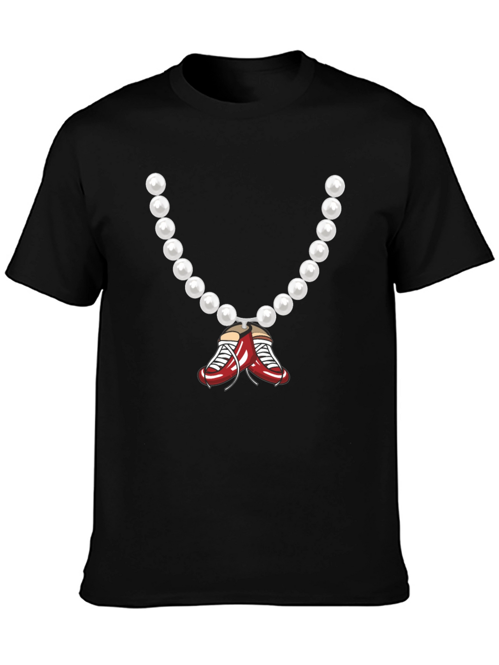 Pearl Necklace with Boxing Shoes Graphic Tee