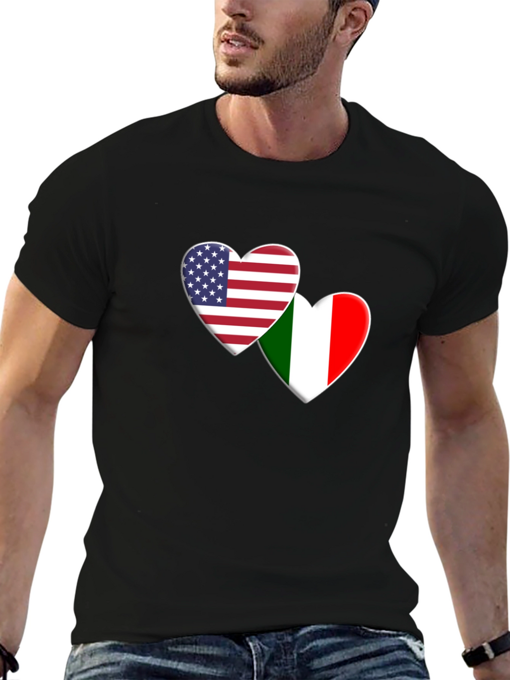 USA Italy Flag Heart T-Shirt