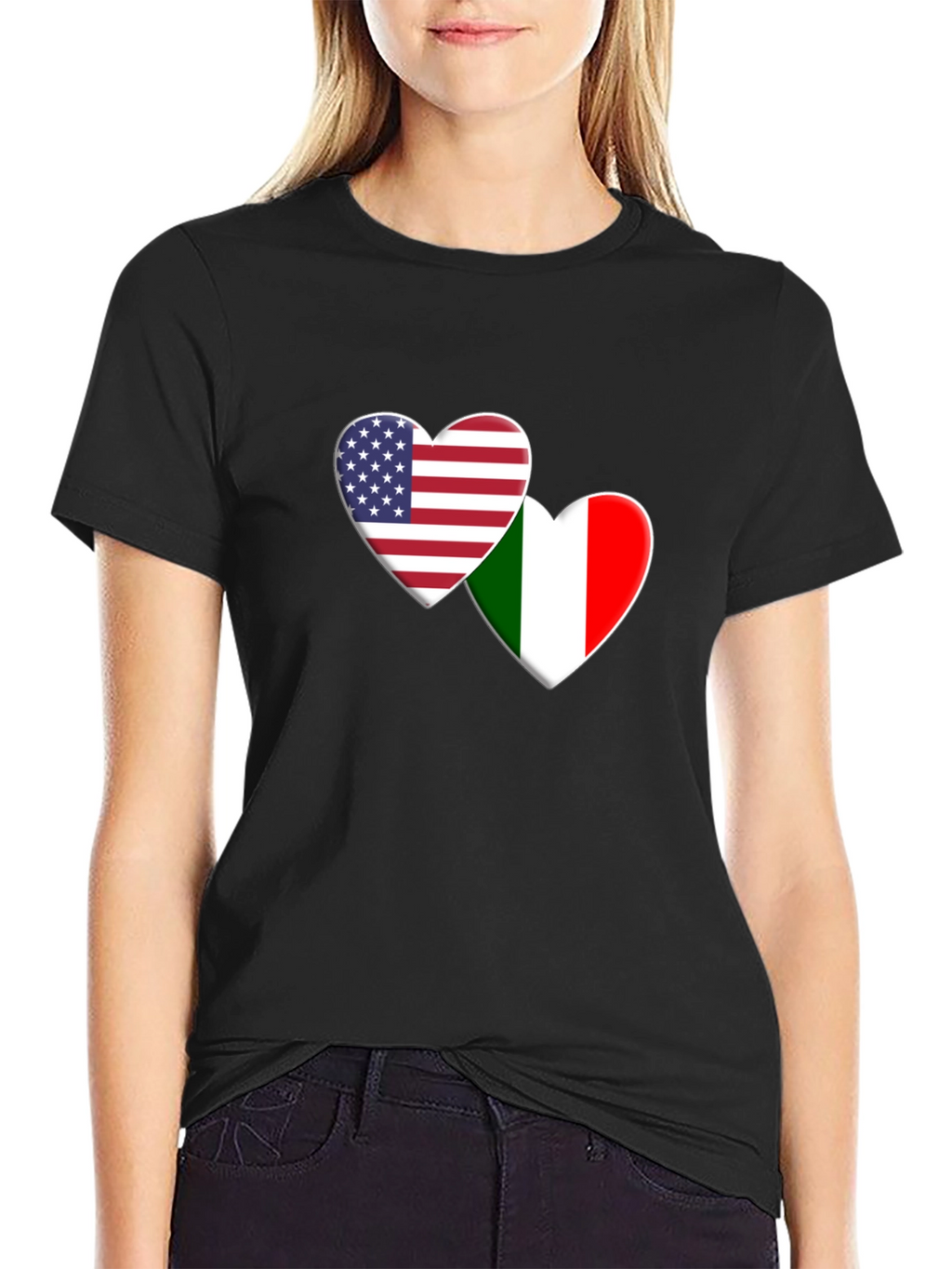USA Italy Flag Heart T-Shirt
