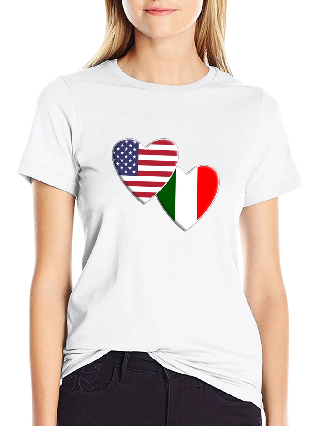 USA Italy Flag Heart T-Shirt