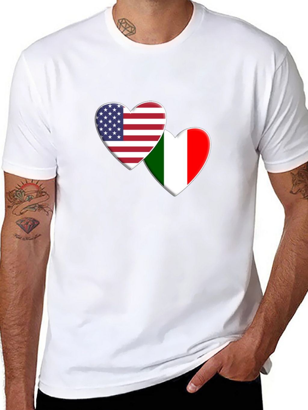 USA Italy Flag Heart T-Shirt