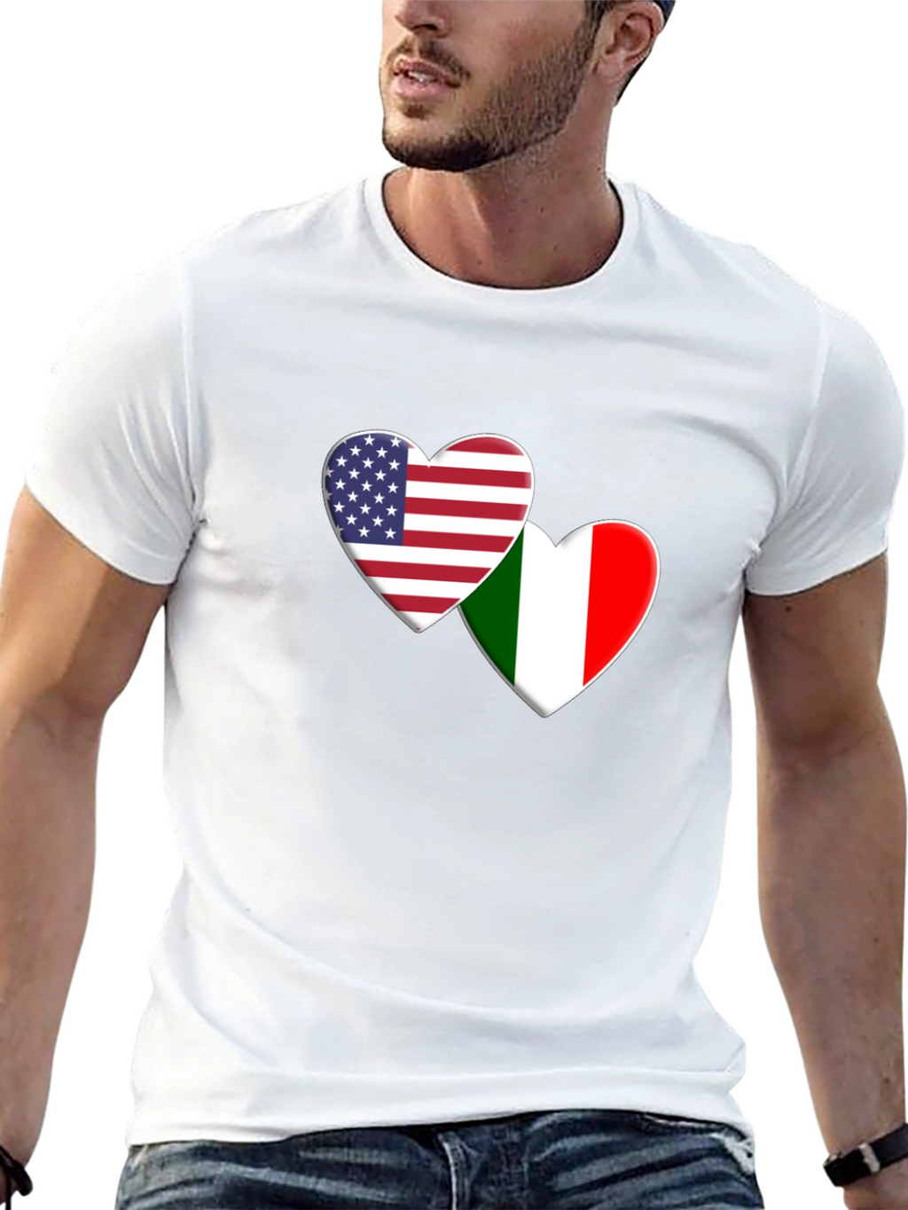 USA Italy Flag Heart T-Shirt