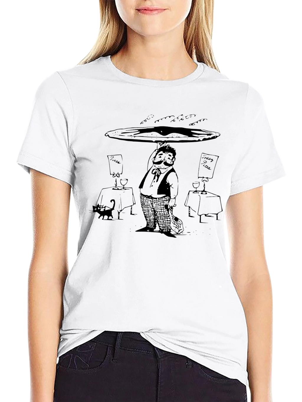 Waiter Pizza Black T-Shirt