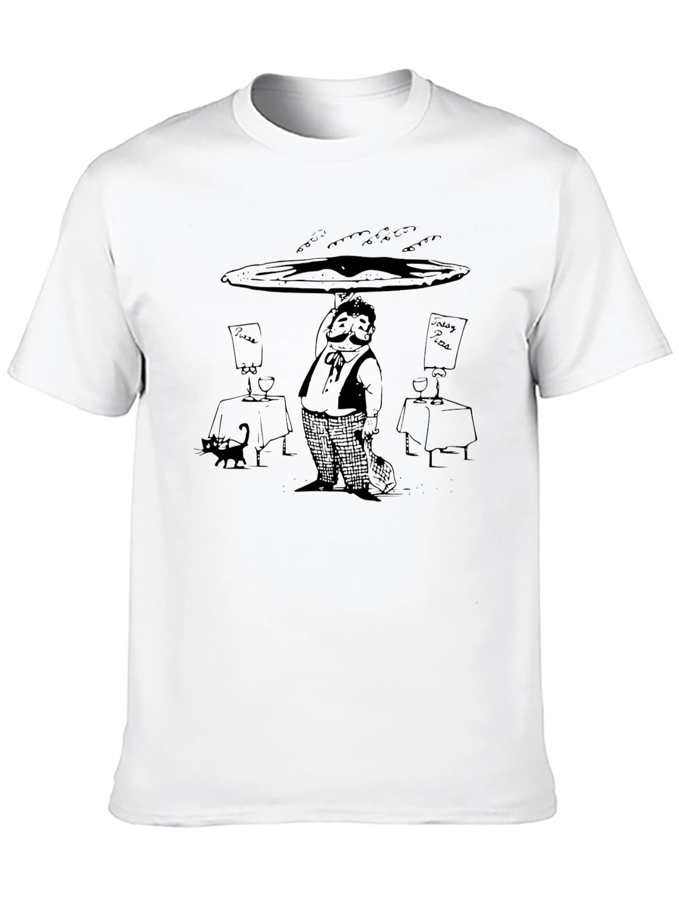 Waiter Pizza Black T-Shirt
