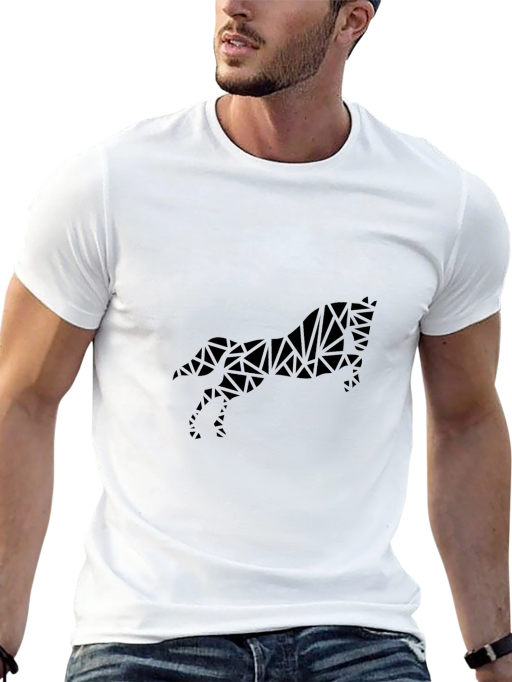 Geometric Horse Graphic Black T-Shirt