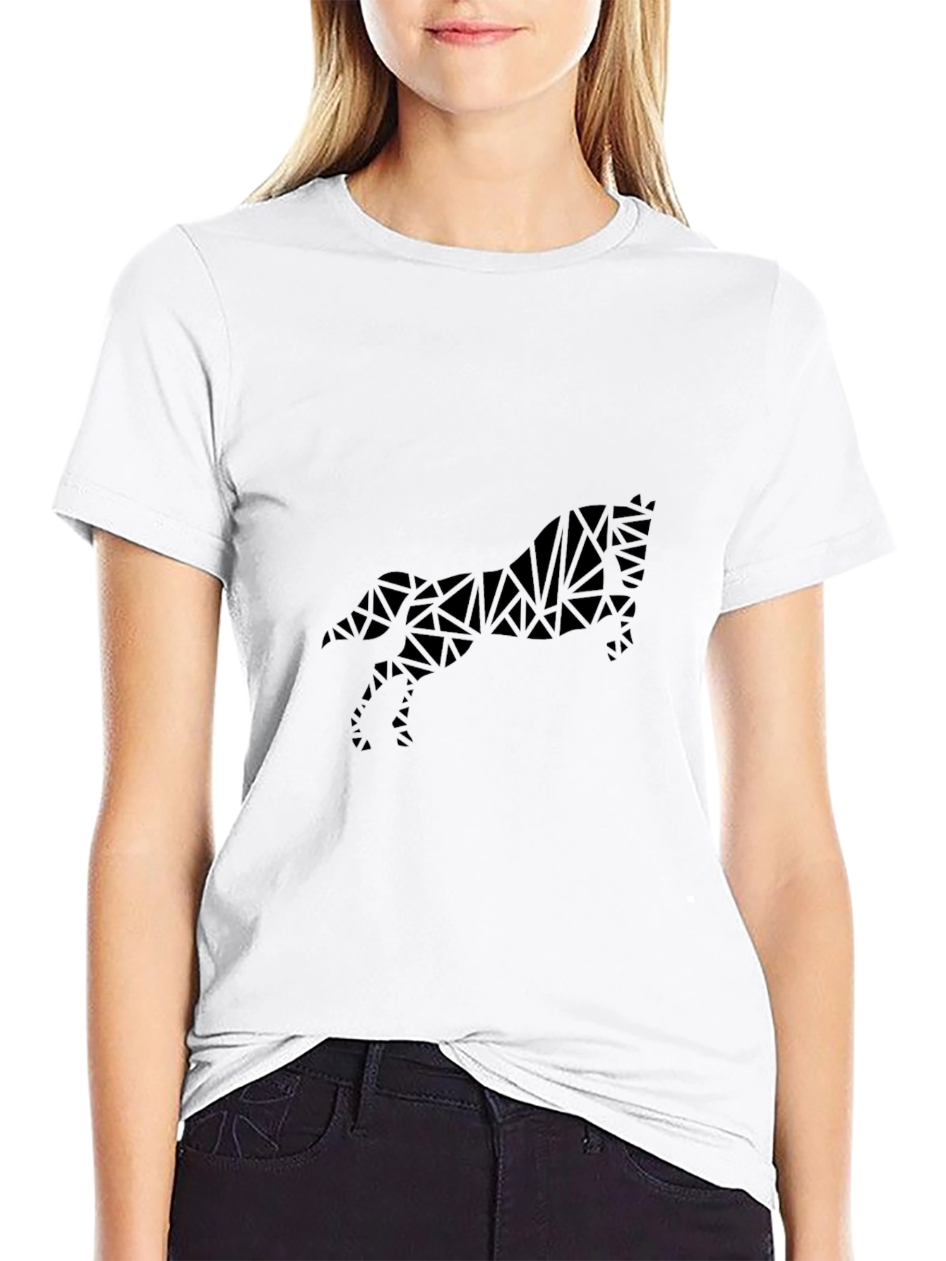 Geometric Horse Graphic Black T-Shirt
