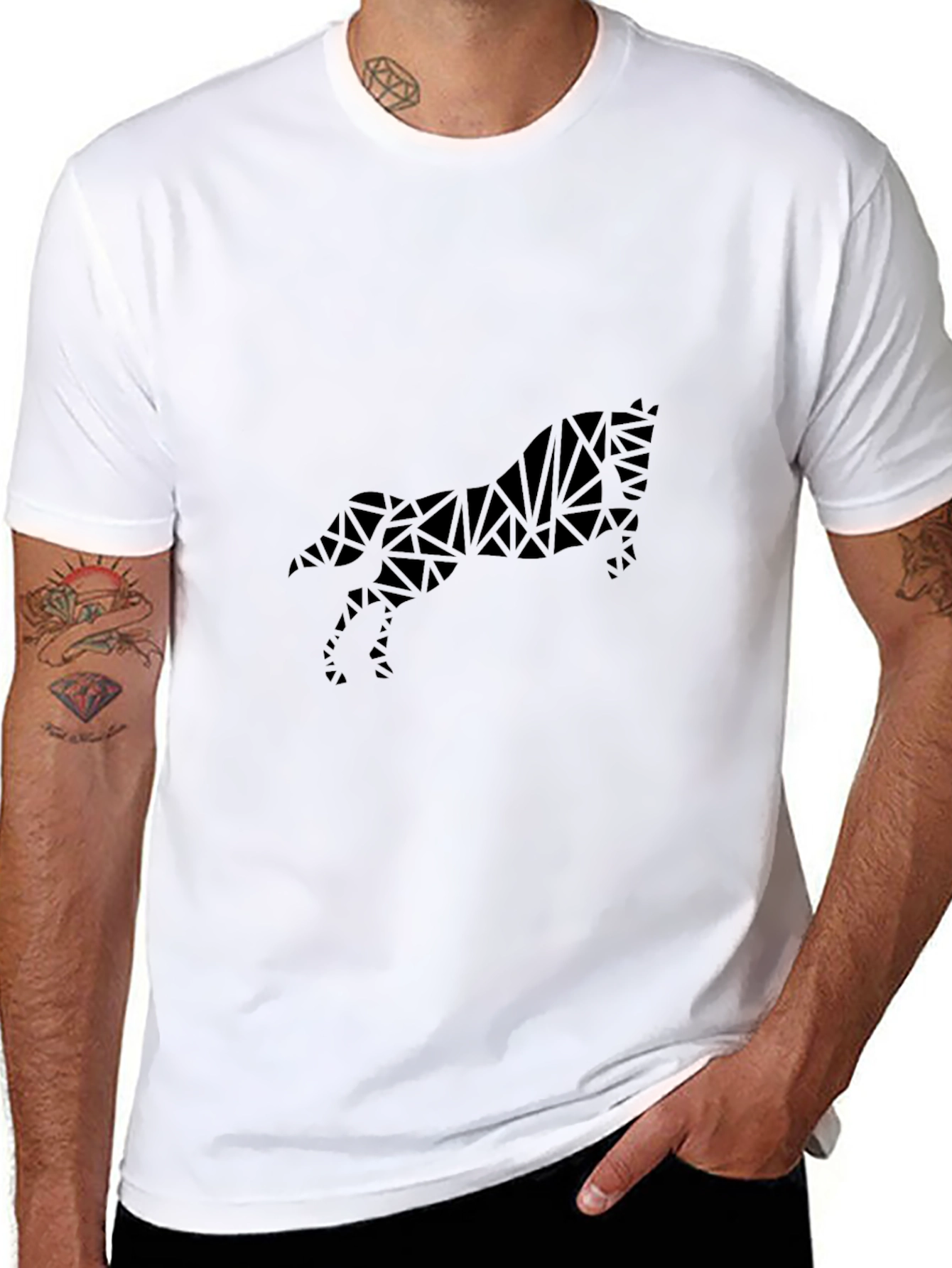 Geometric Horse Graphic Black T-Shirt