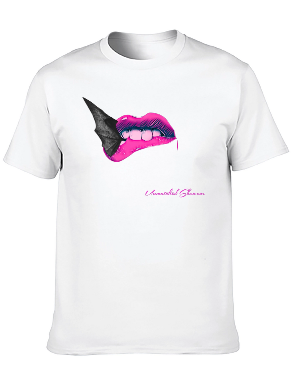 Bite Me Lips Bat Tee - Black Graphic T-Shirt