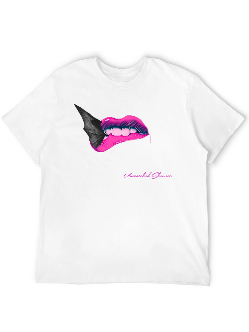 Bite Me Lips Bat Tee - Black Graphic T-Shirt