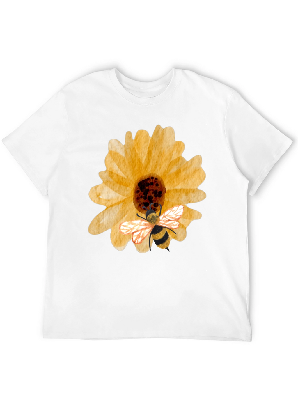 Sunflower & Bee Graphic Tee - Black Cotton Blend