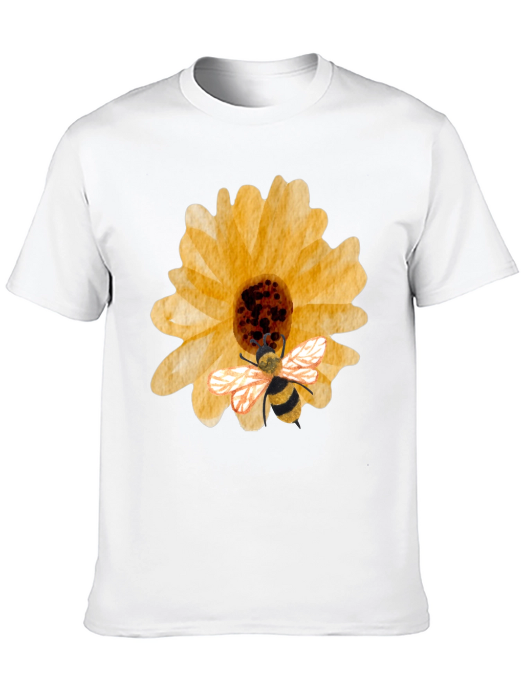Sunflower & Bee Graphic Tee - Black Cotton Blend