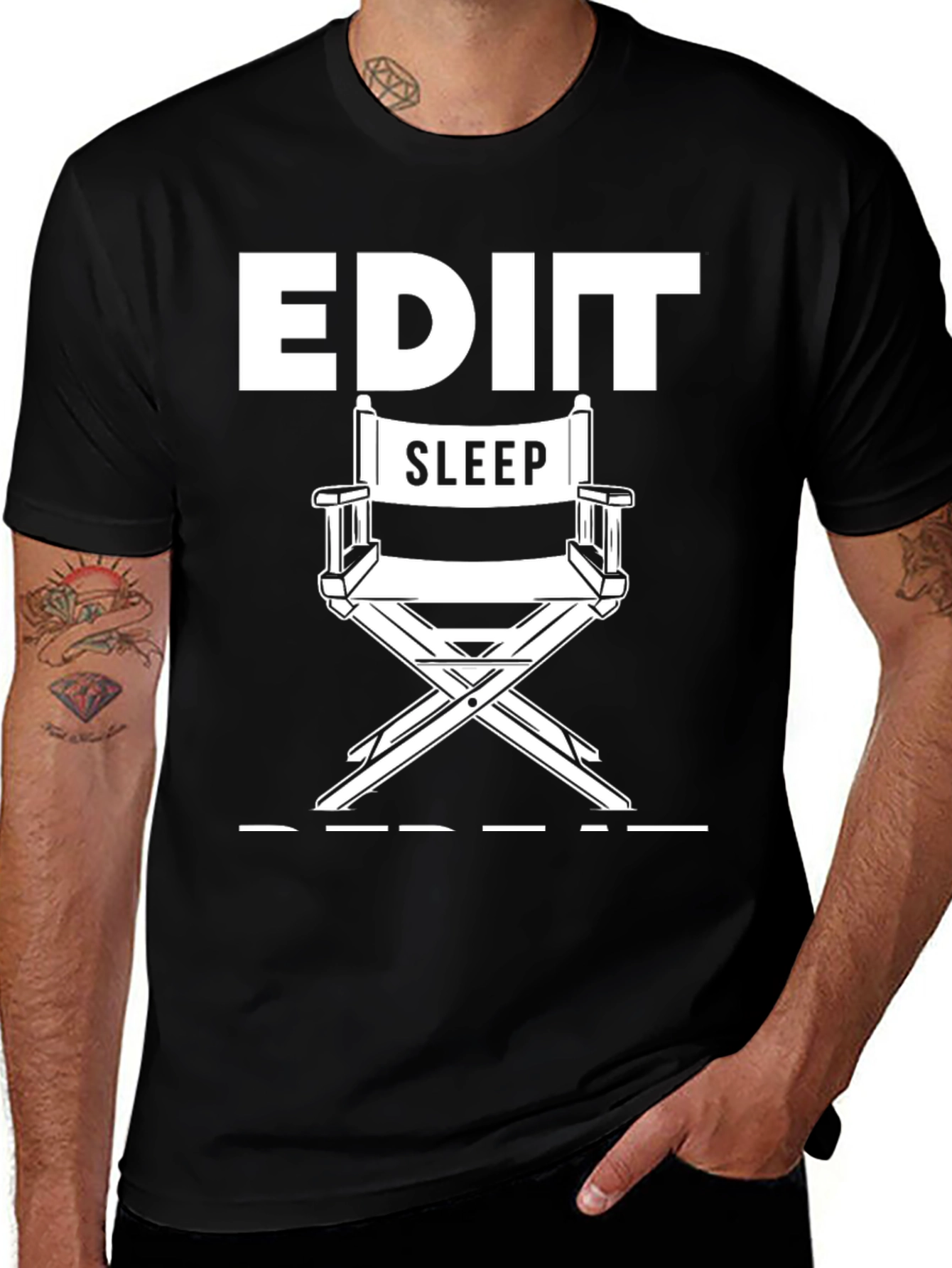 Edit Sleep Repeat Black Graphic T-Shirt