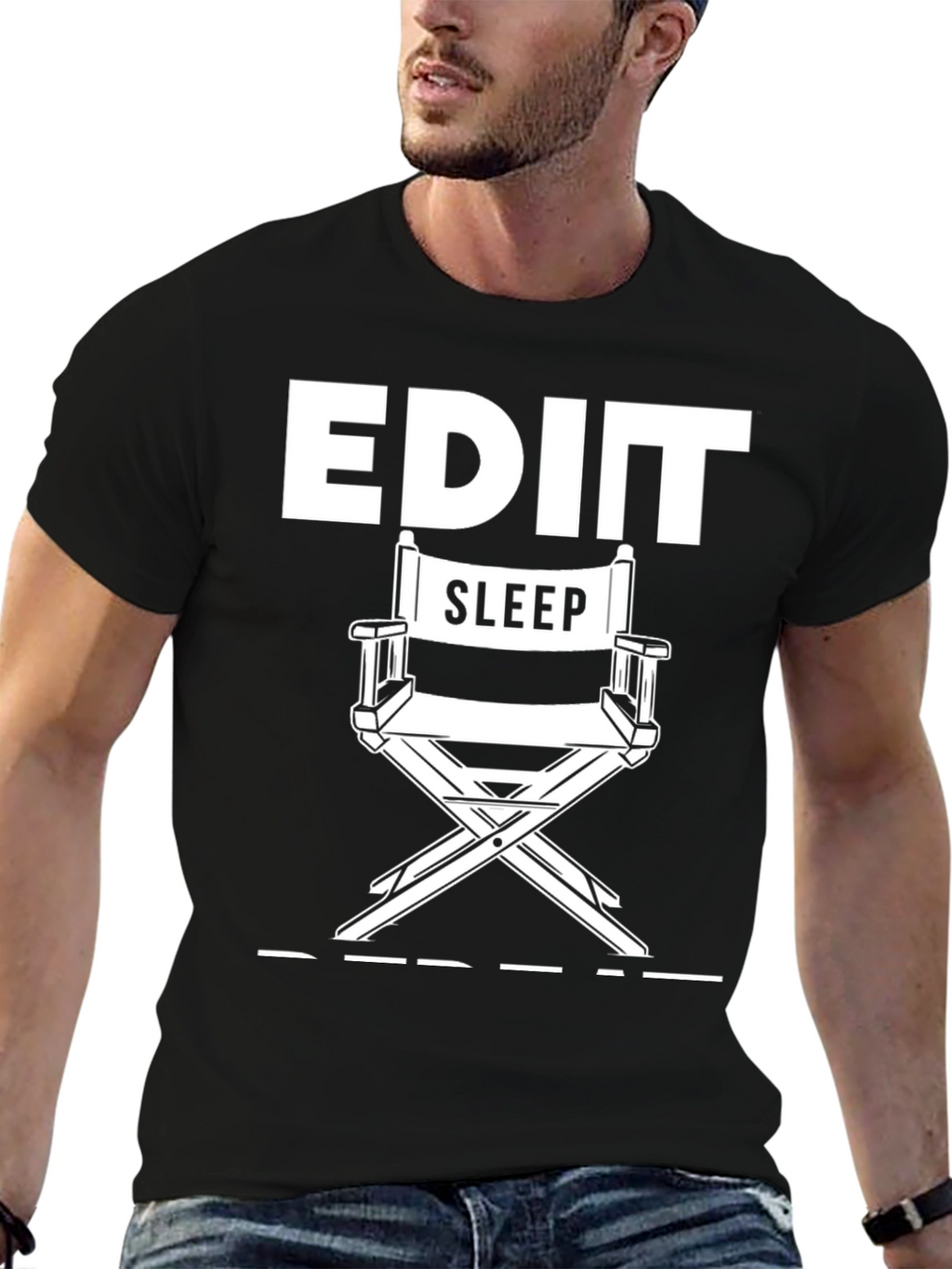 Edit Sleep Repeat Black Graphic T-Shirt