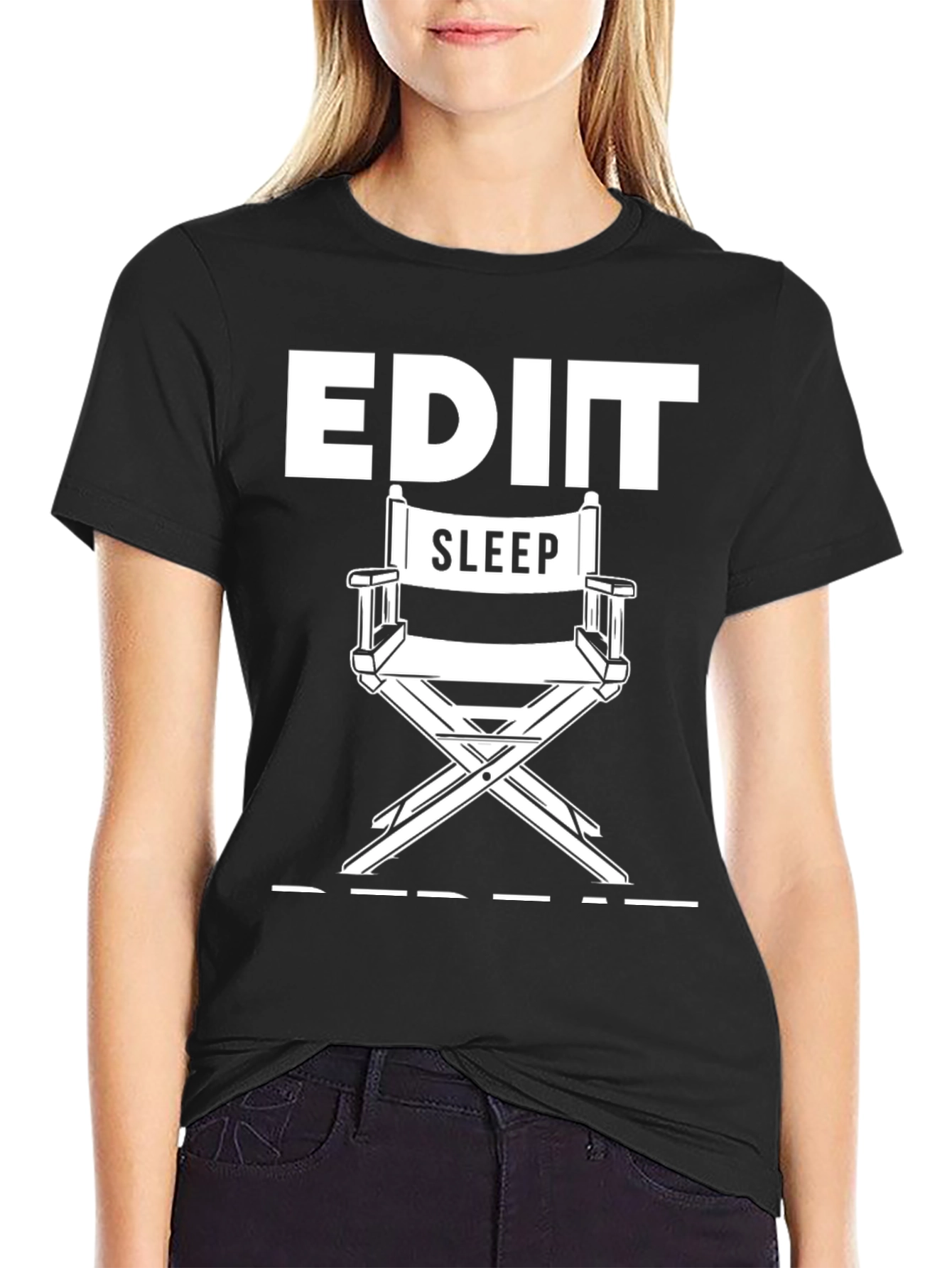 Edit Sleep Repeat Black Graphic T-Shirt