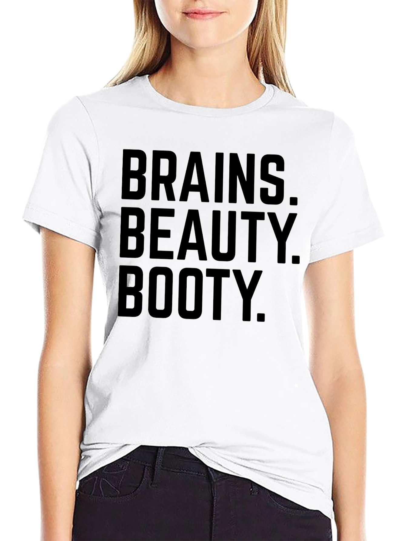 Brains Beauty Booty T-Shirt -  Funny Slogan Tee