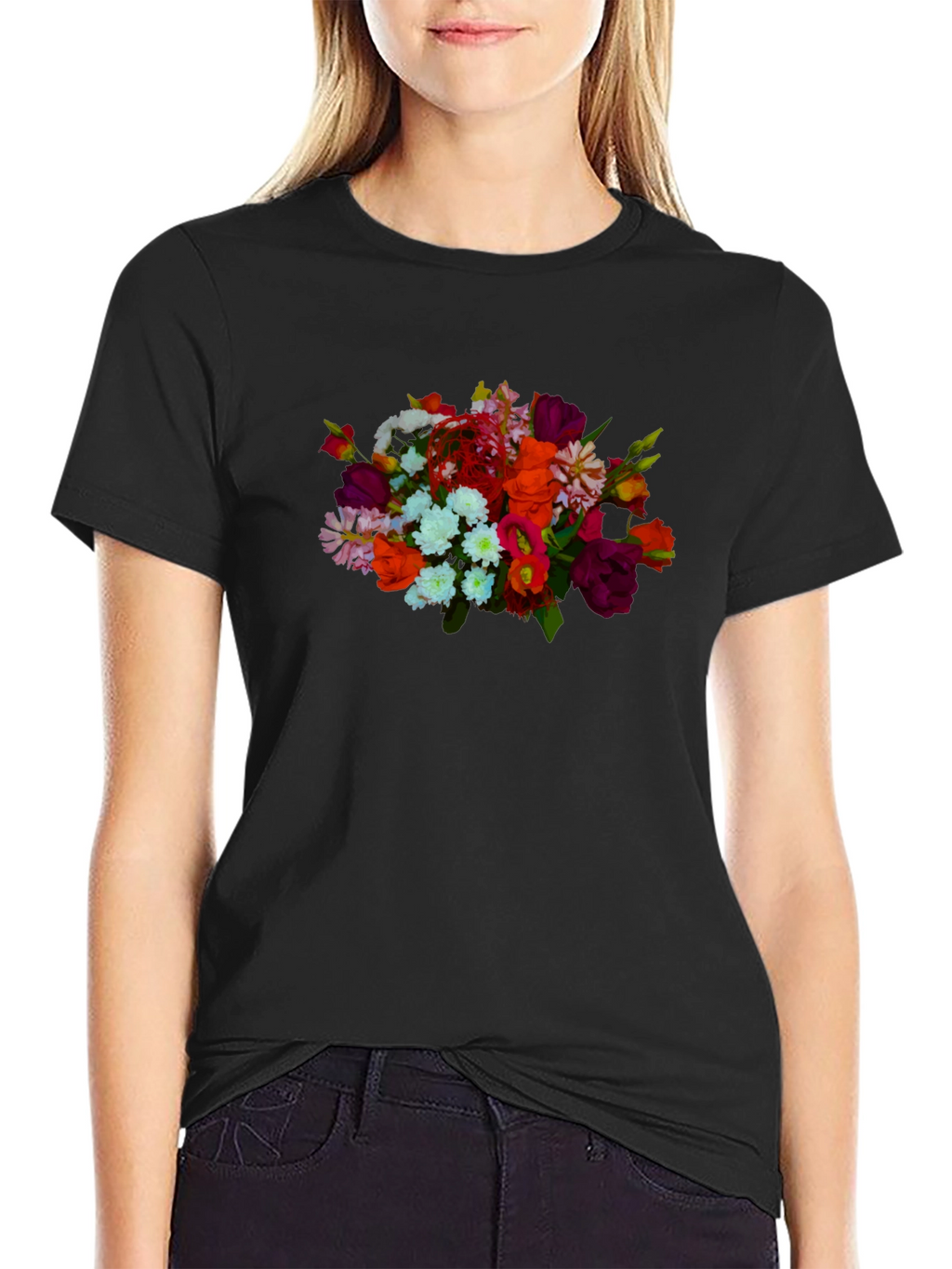 Floral Bouquet Black T-Shirt