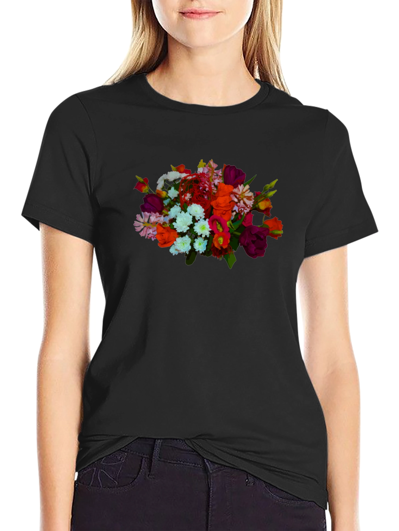 Floral Bouquet Black T-Shirt